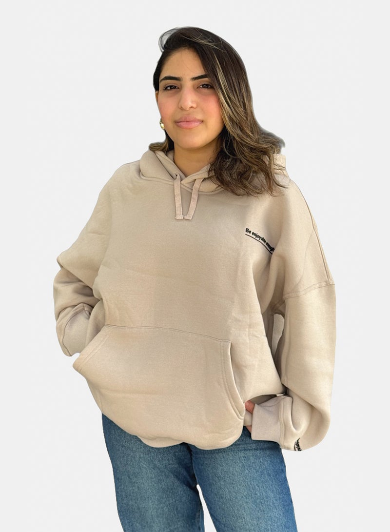 OWL UNISEX HOODIE BASIC Beige - Image 3